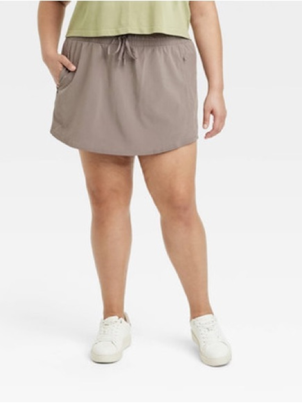 Woman’s All in Motion Size Large Casual Drawstring Skort in Taupe